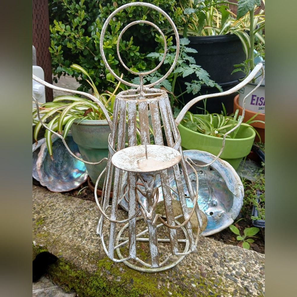 Vintage Wrought Iron Angel Candle Holder